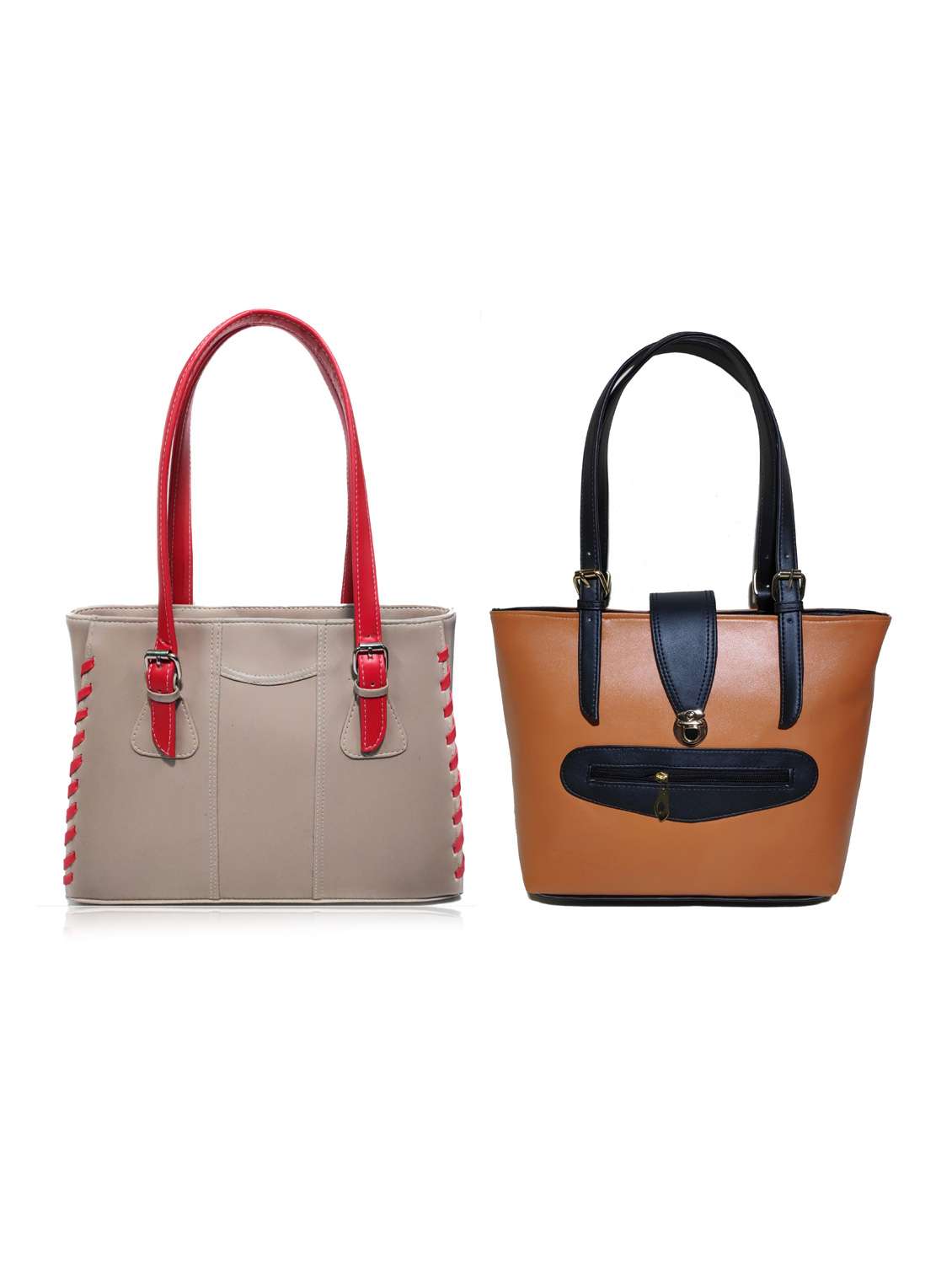 multi colored leatherette (pu) combo handbag