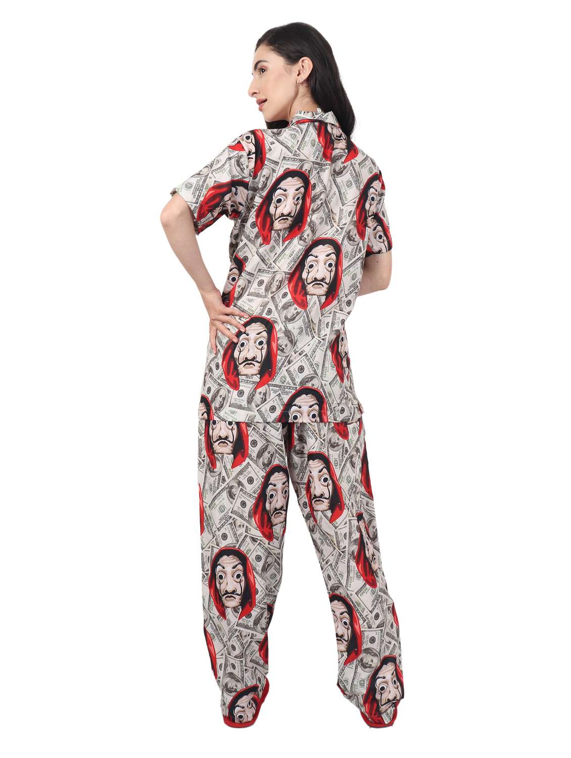 shirt collar printed nightwear pajama set - 18198287 -  Standard Image - 2