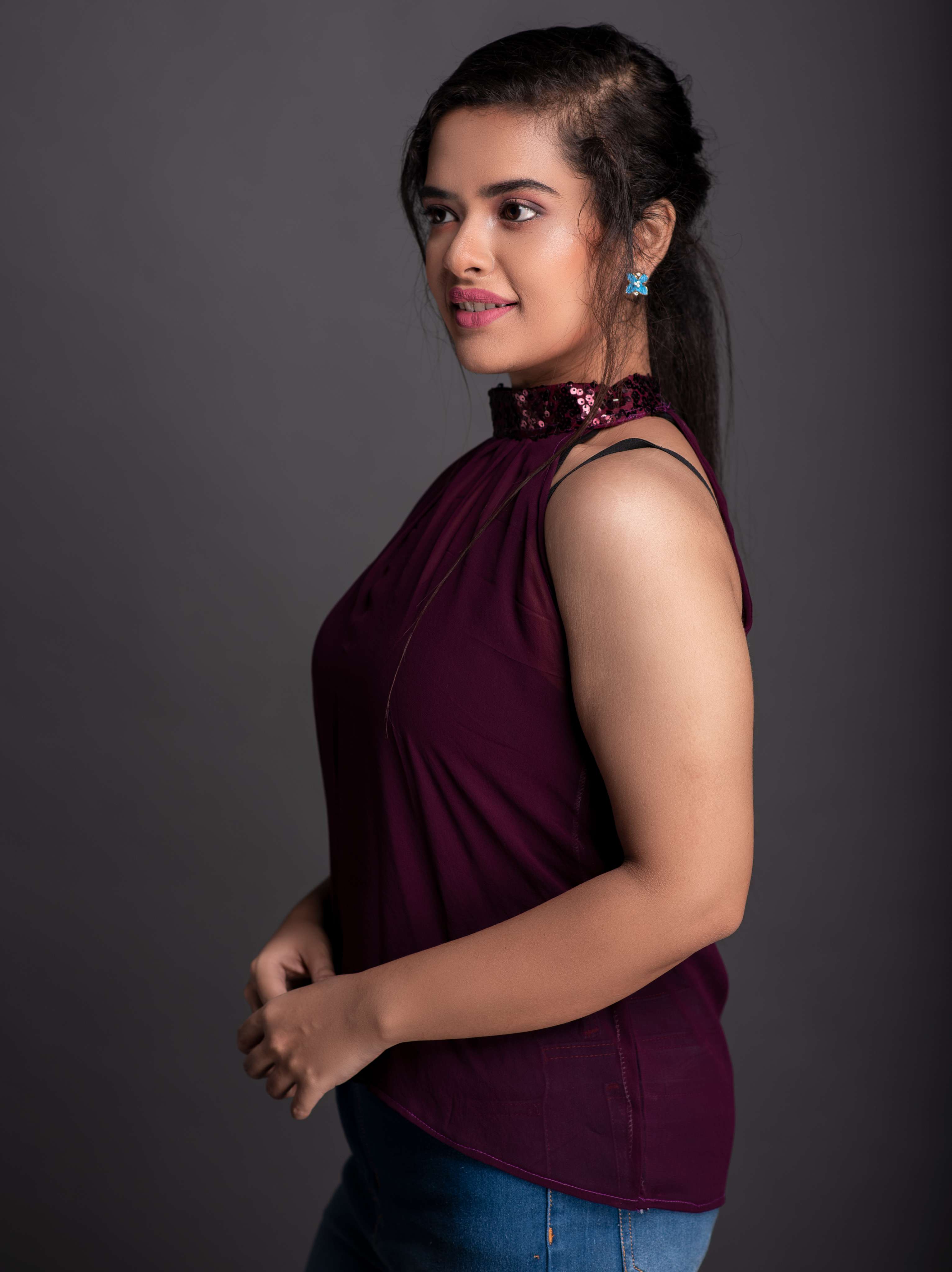 women's straight tie-up neck top - 18198309 - Standard Image - 2