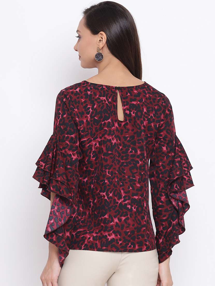 women's straight round neck top - 18198790 - Standard Image - 2