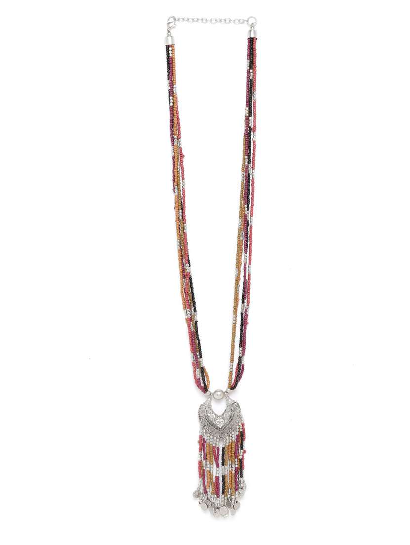 multi colored wool necklace