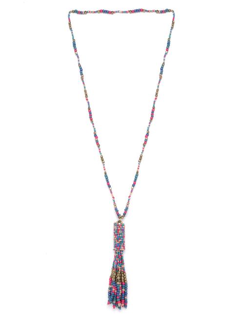 blue plastic long necklace - 18199015 - Standard Image - 0