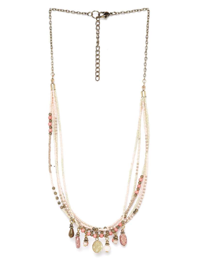 pink metal short necklace