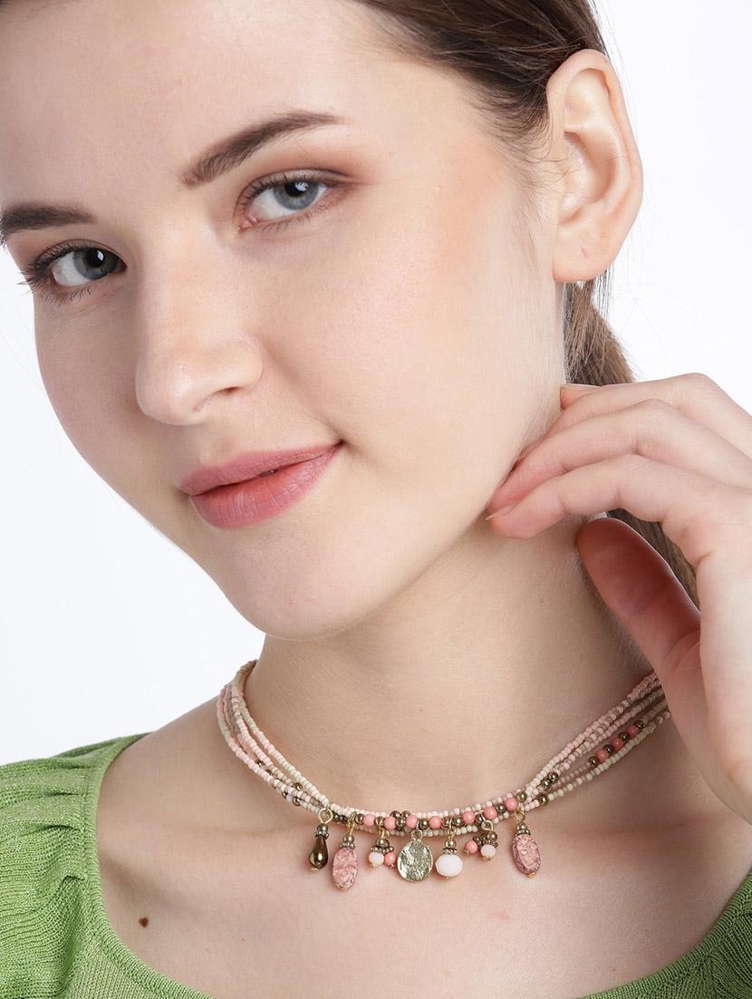 pink metal short necklace - 18199036 - Standard Image - 2