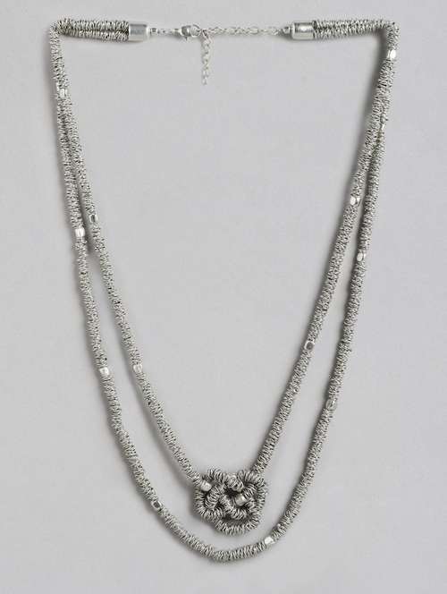 silver metal long necklace - 18199037 - Standard Image - 0