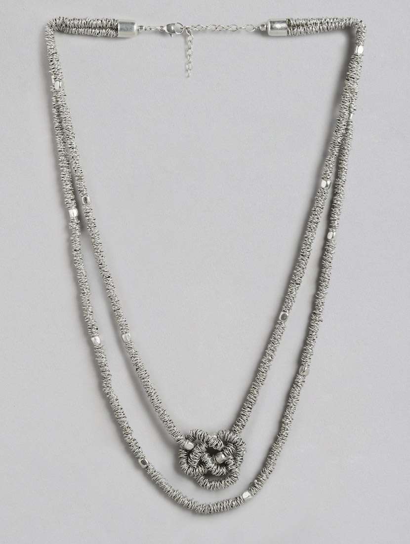silver metal long necklace - 18199037 - Zoom Image - 0