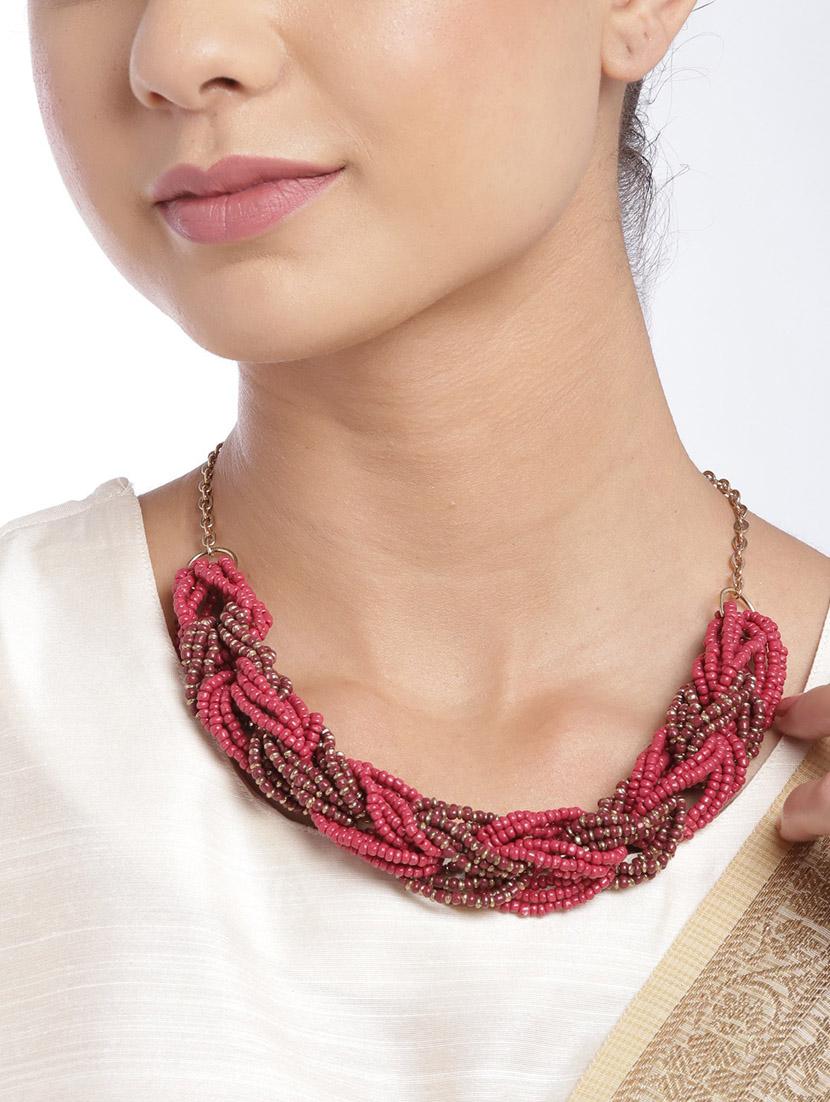 pink metal short necklace - 18199041 - Standard Image - 2