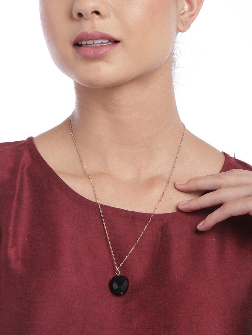 black metal long necklace - 18199046 - Standard Image - 2