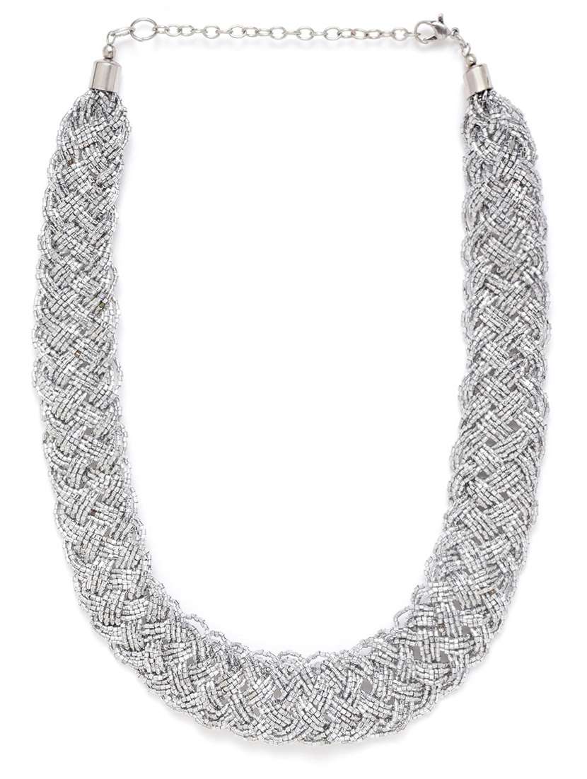 silver metal short necklace - 18199058 - Zoom Image - 0
