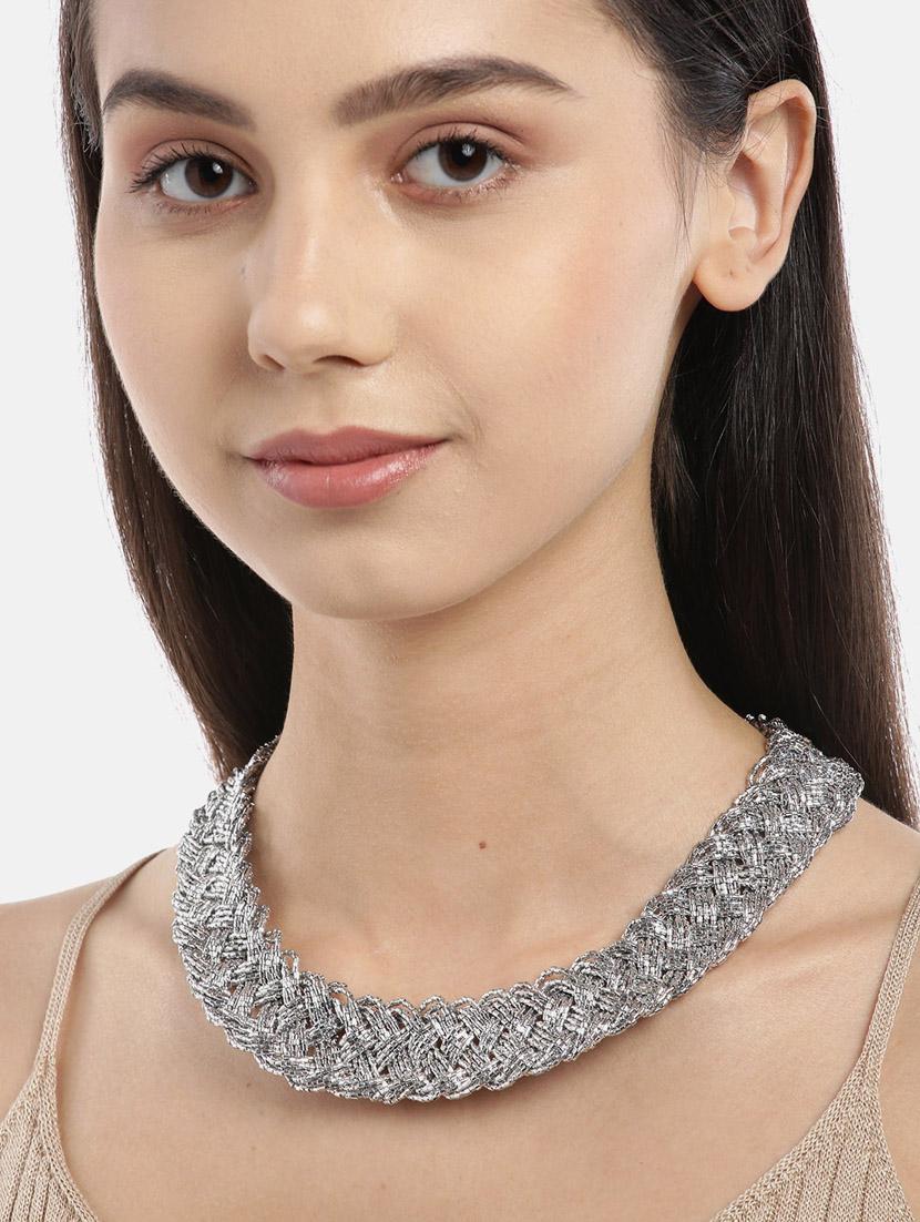 silver metal short necklace - 18199058 - Standard Image - 2