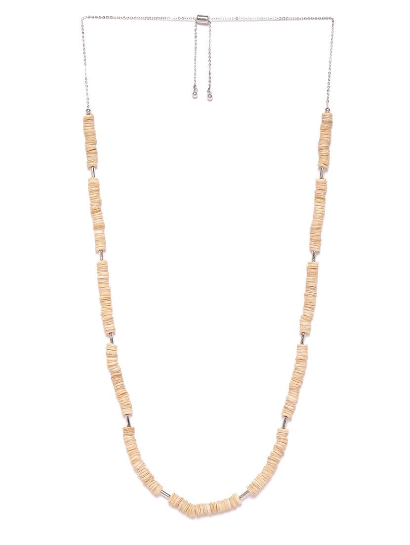 beige metal long necklace - 18199061 -  Zoom Image - 0