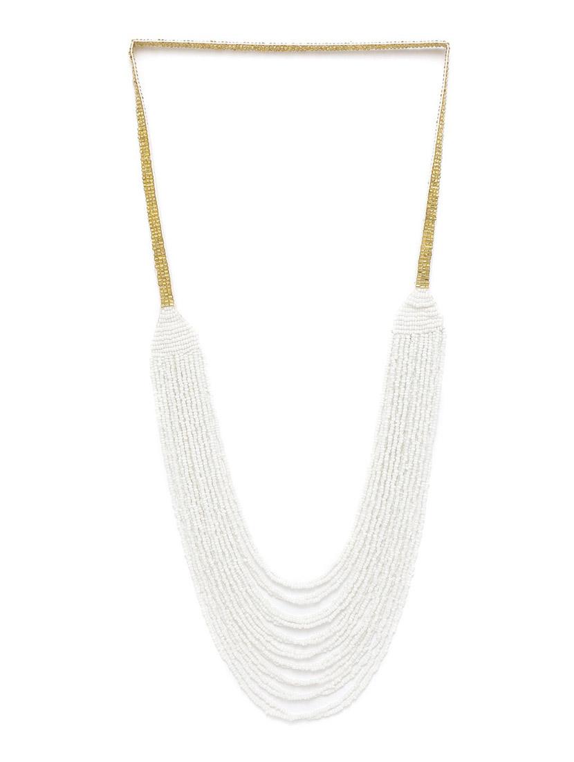 white metal long necklace - 18199062 -  Zoom Image - 0