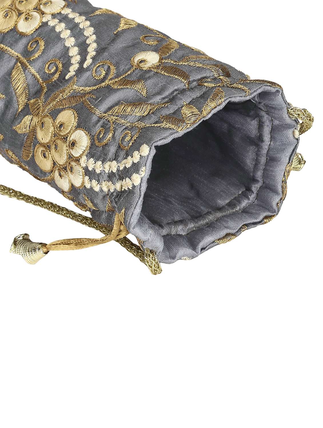 grey faux silk ethnic potli - 18199311 -  Standard Image - 2