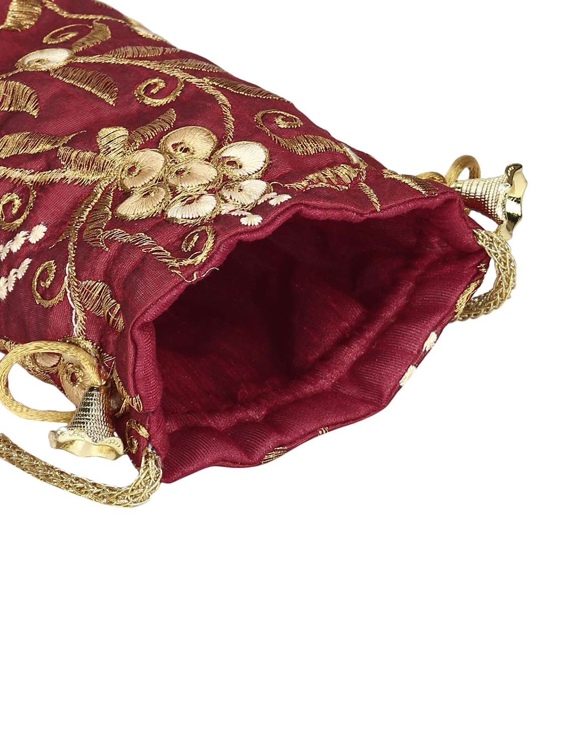 red faux silk ethnic potli - 18199314 -  Standard Image - 2