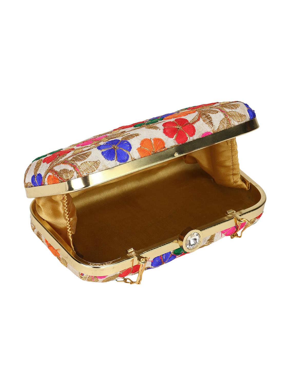 beige faux silk box clutch - 18199422 - Standard Image - 2