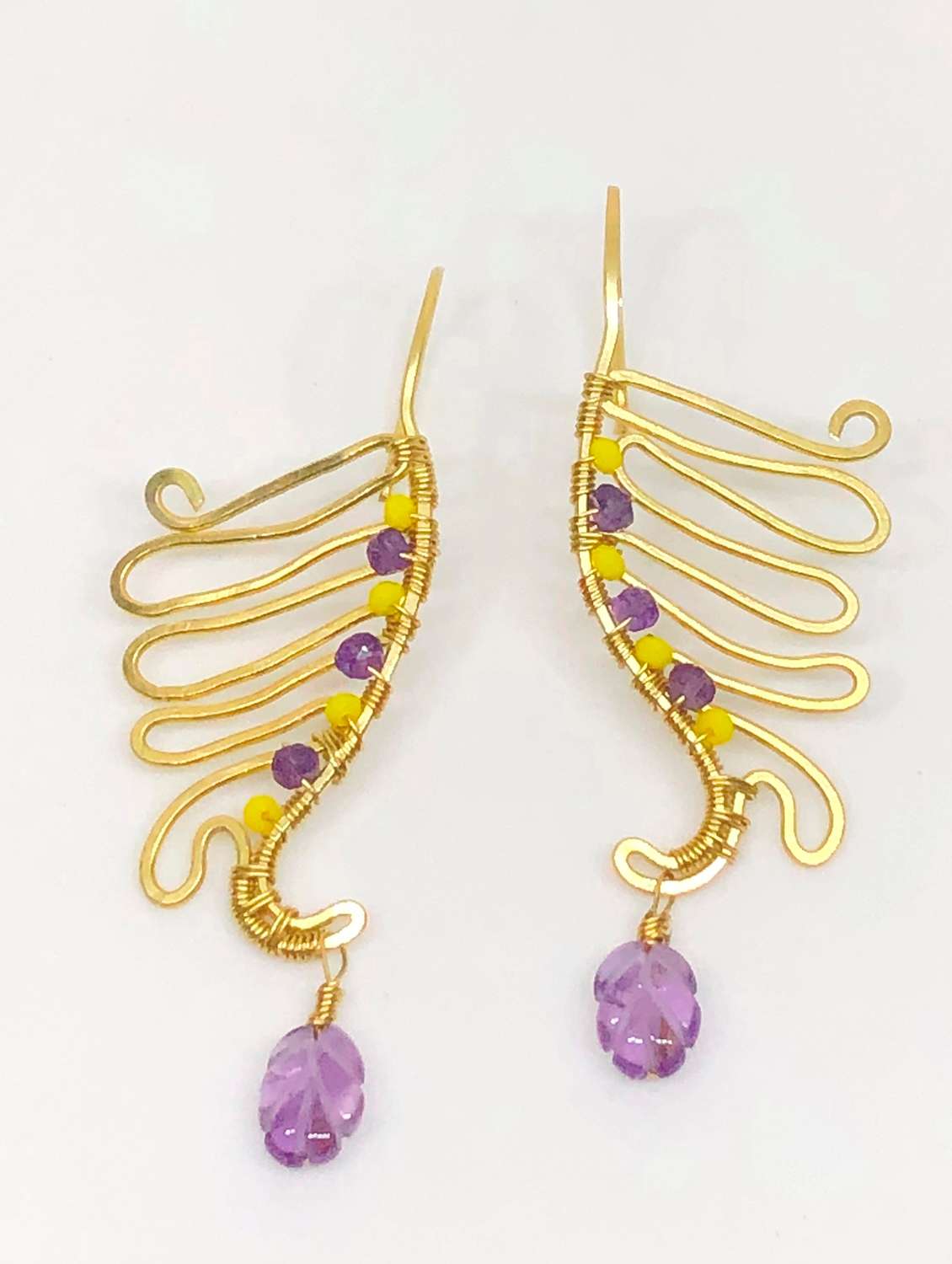gold brass drop earring - 18199900 - Zoom Image - 0