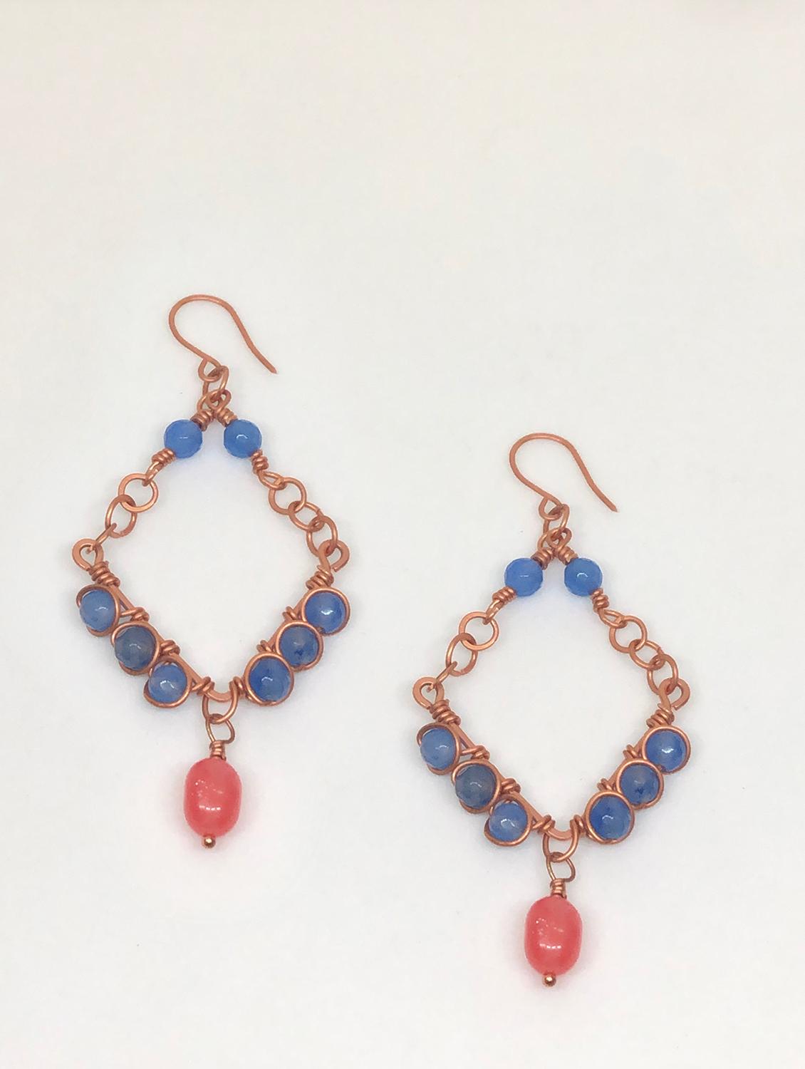 blue copper drop earring - 18199902 - Zoom Image - 0