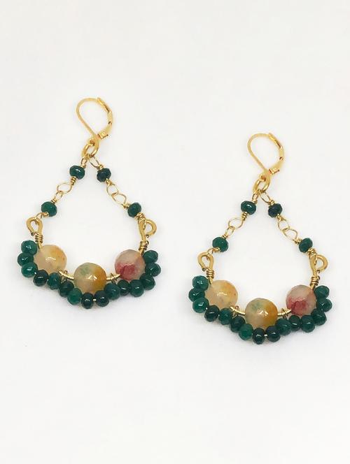 green brass drop earring - 18199906 - Standard Image - 0