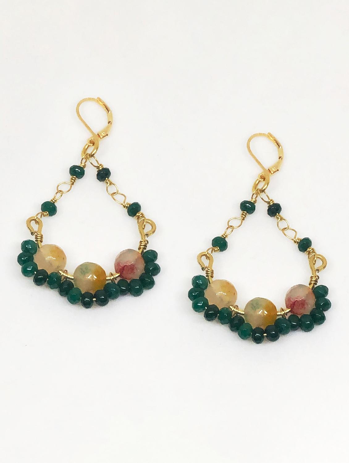 green brass drop earring - 18199906 - Zoom Image - 0