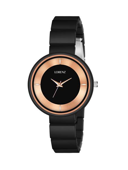 lorenz luxury finish black analogue watch for women & girls | as-102a