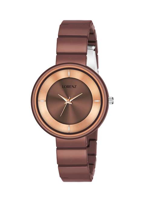 lorenz luxury finish brown analogue watch for women & girls | as-103a
