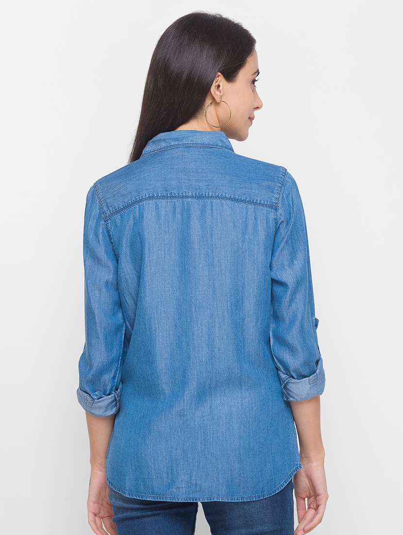 blue solid regular shirt - 18202196 -  Standard Image - 2