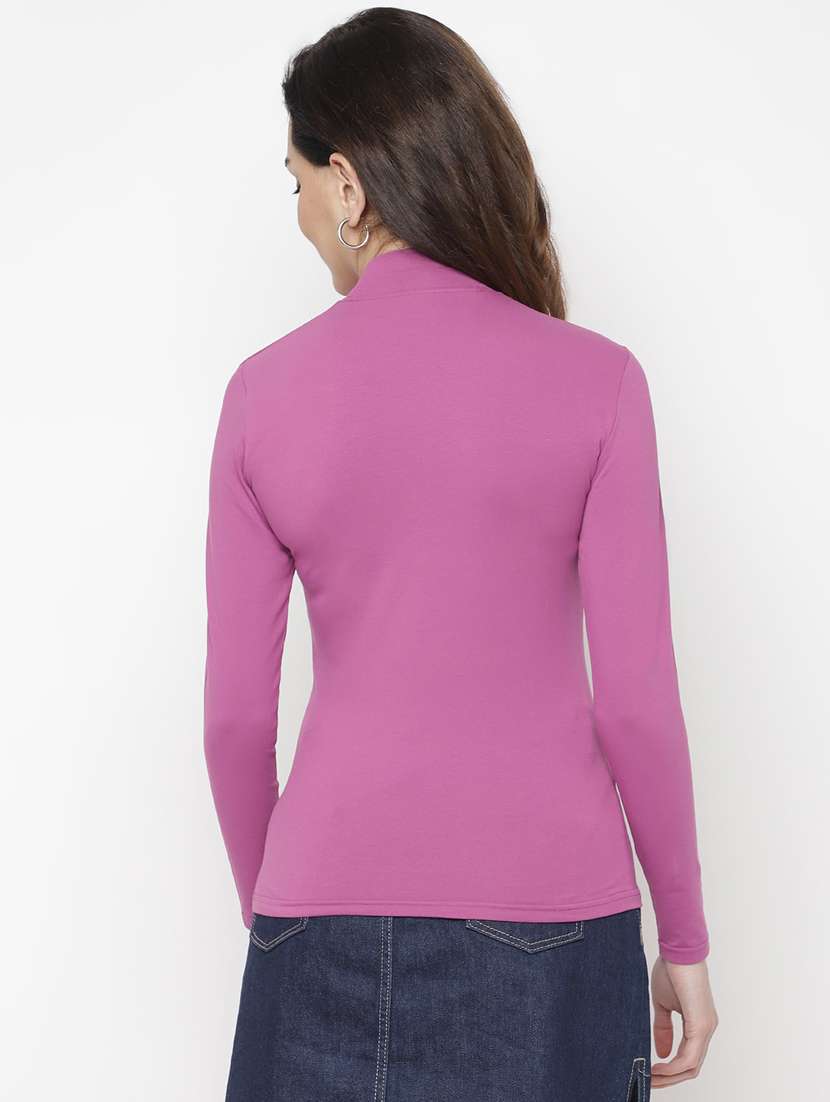 women's plain mock neck t-shirt - 18202902 -  Standard Image - 2