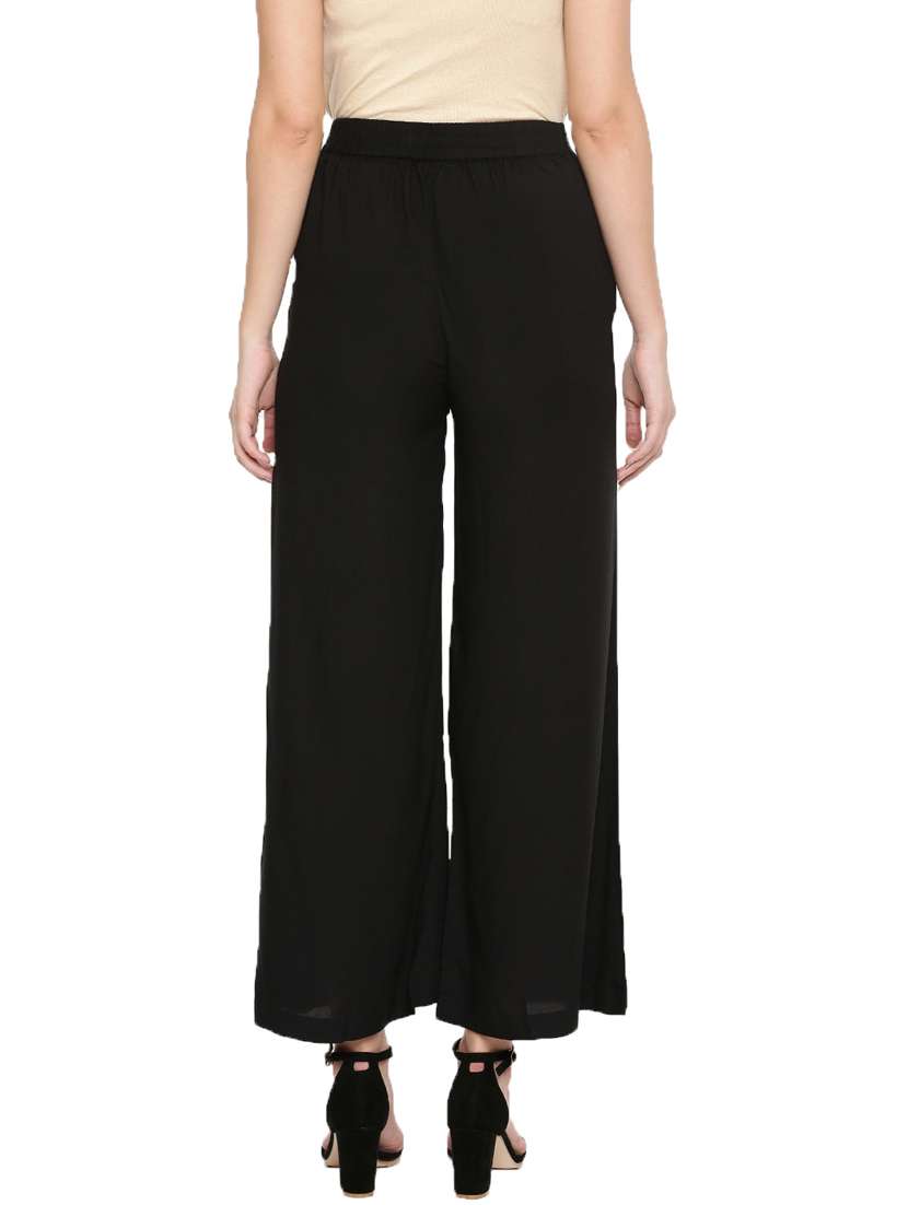 black solid straight palazzo - 18202997 - Standard Image - 2