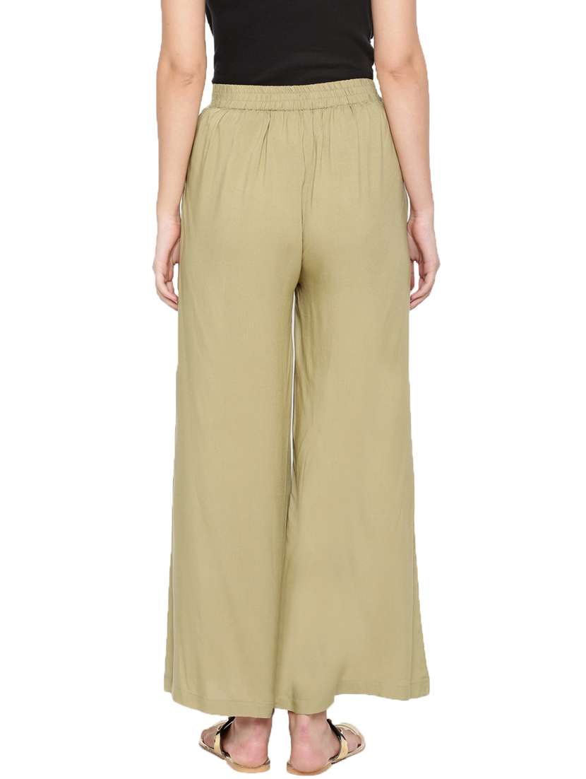 beige solid straight palazzo - 18203001 - Standard Image - 2