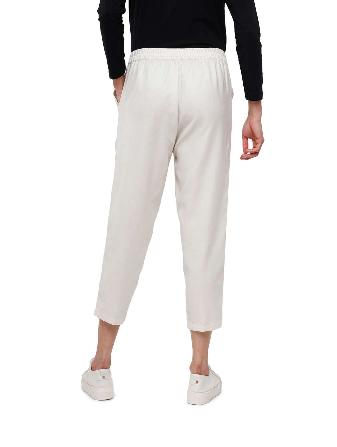 beige solid straight trouser - 18203026 -  Standard Image - 2