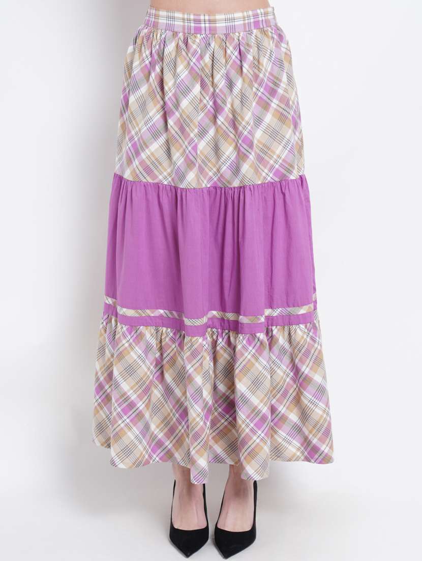 mid rise printed flared skirt