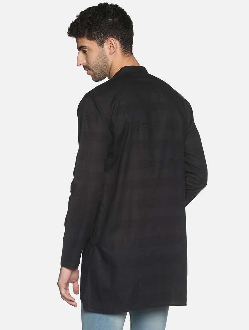 black solid asymmetric kurta - 18203304 - Standard Image - 2