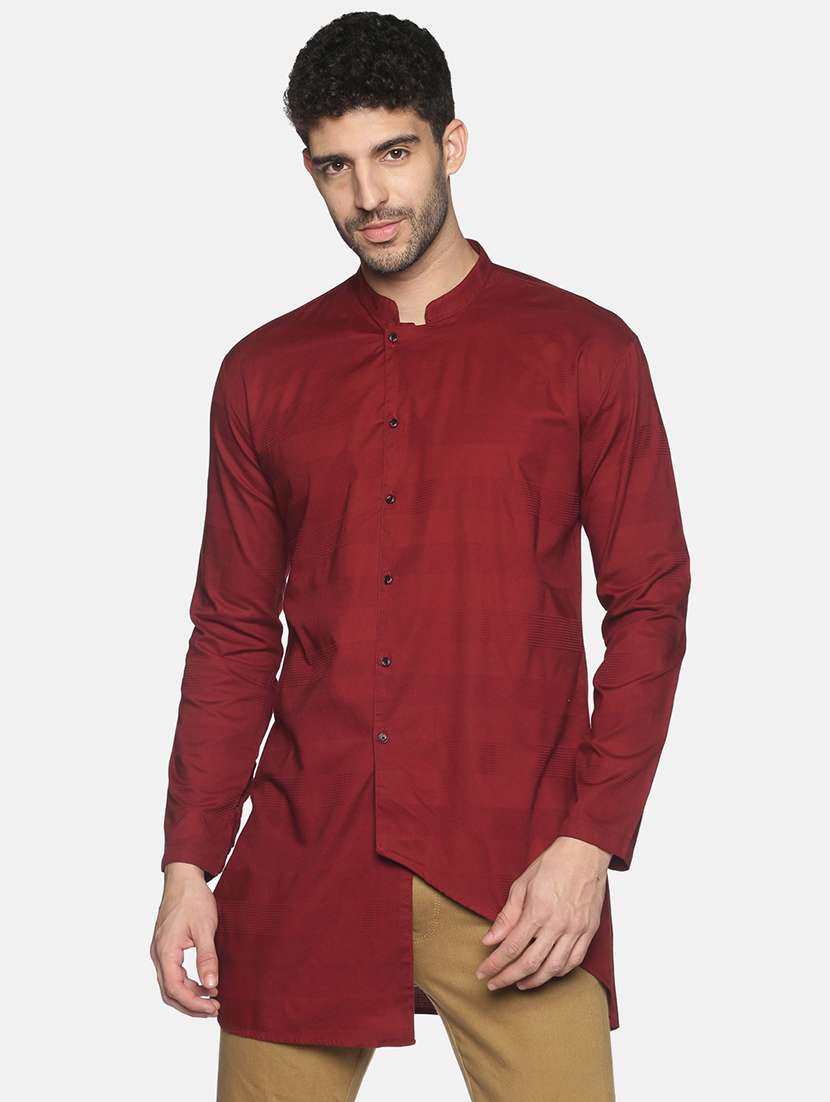brown solid asymmetric kurta