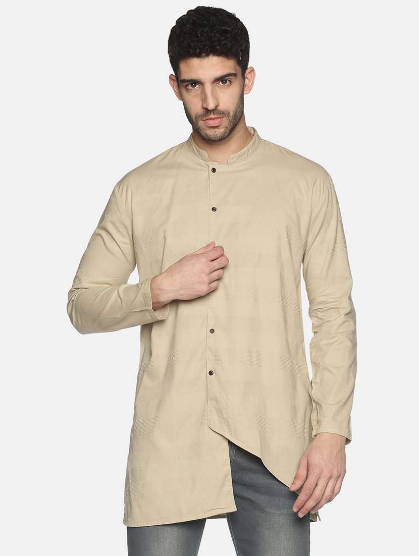 beige solid asymmetric kurta