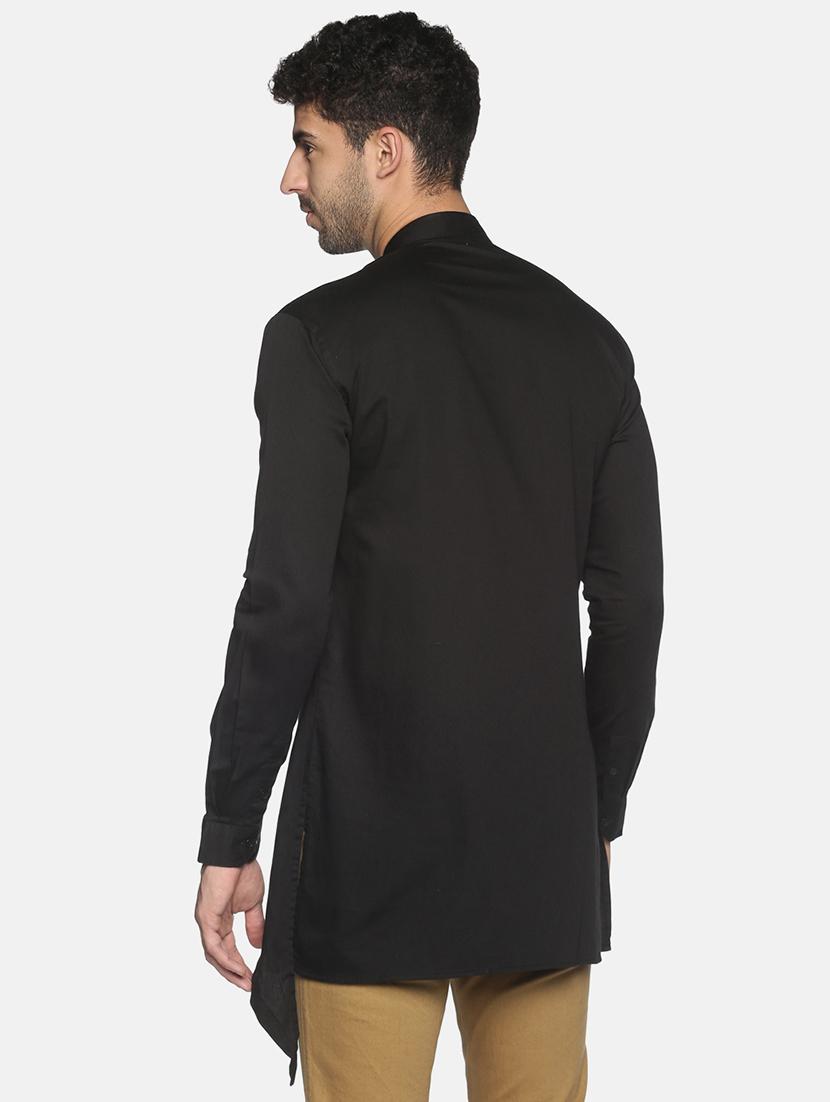 black solid asymmetric kurta - 18203308 - Standard Image - 2