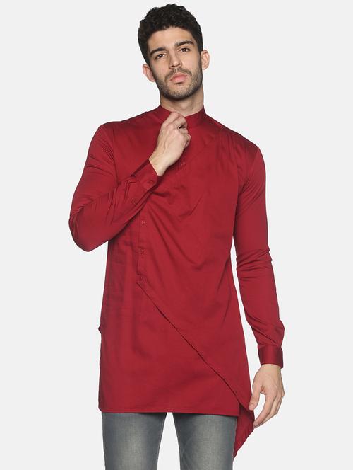 brown solid asymmetric kurta - 18203309 - Standard Image - 0