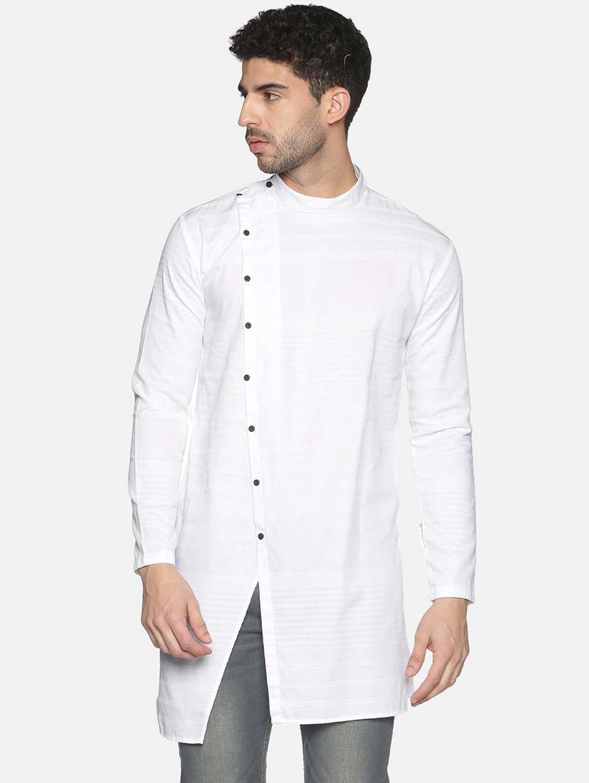 white solid asymmetric kurta