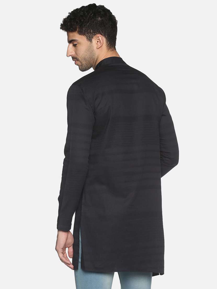black solid asymmetric kurta - 18203311 -  Standard Image - 2