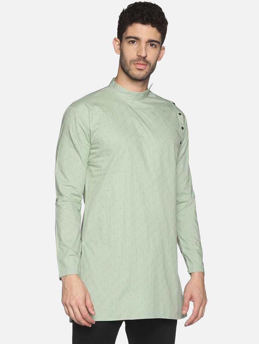 green solid medium kurta