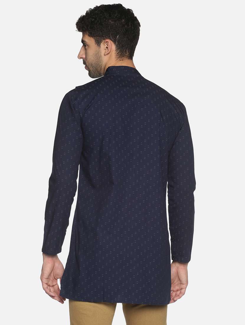 men solid mandarin neck short kurta - 18203315 -  Standard Image - 2
