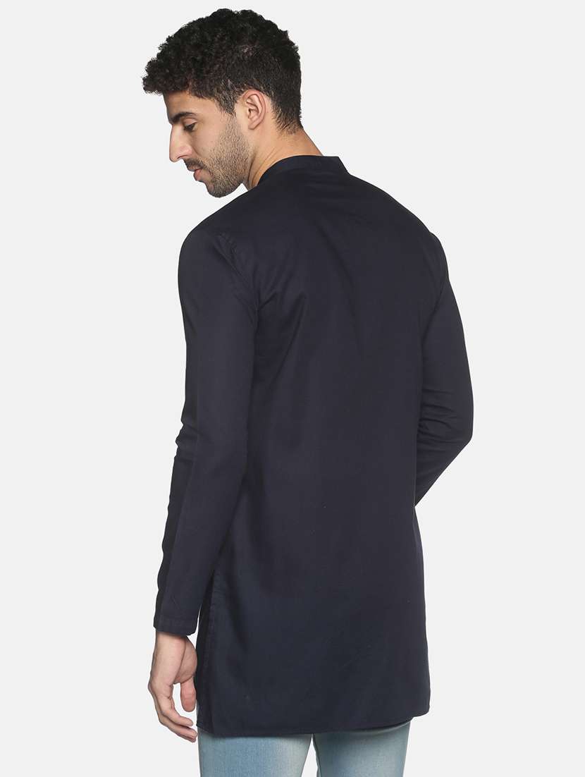 men solid mandarin neck asymmetric kurta - 18203320 -  Standard Image - 2