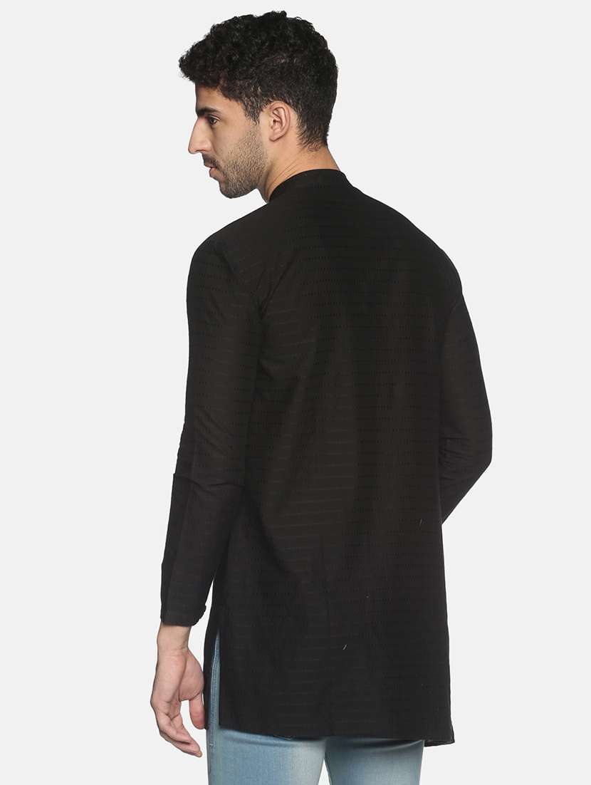 black solid medium kurta - 18203327 -  Standard Image - 2
