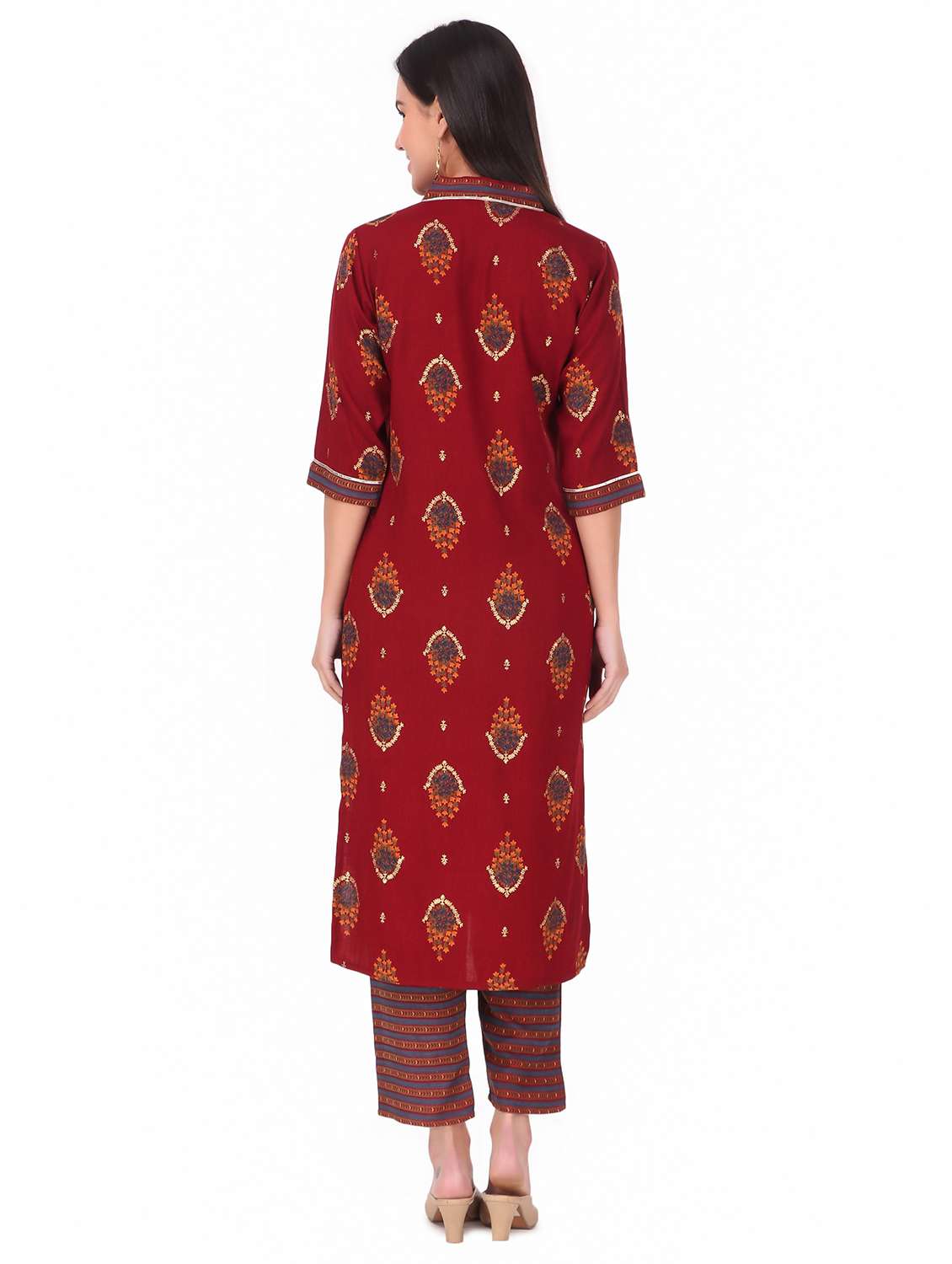 burgundy rayon kurta palazzo  set - 18203680 -  Standard Image - 2