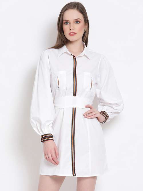 tie back solid shirt dress - 18204224 -  Standard Image - 0