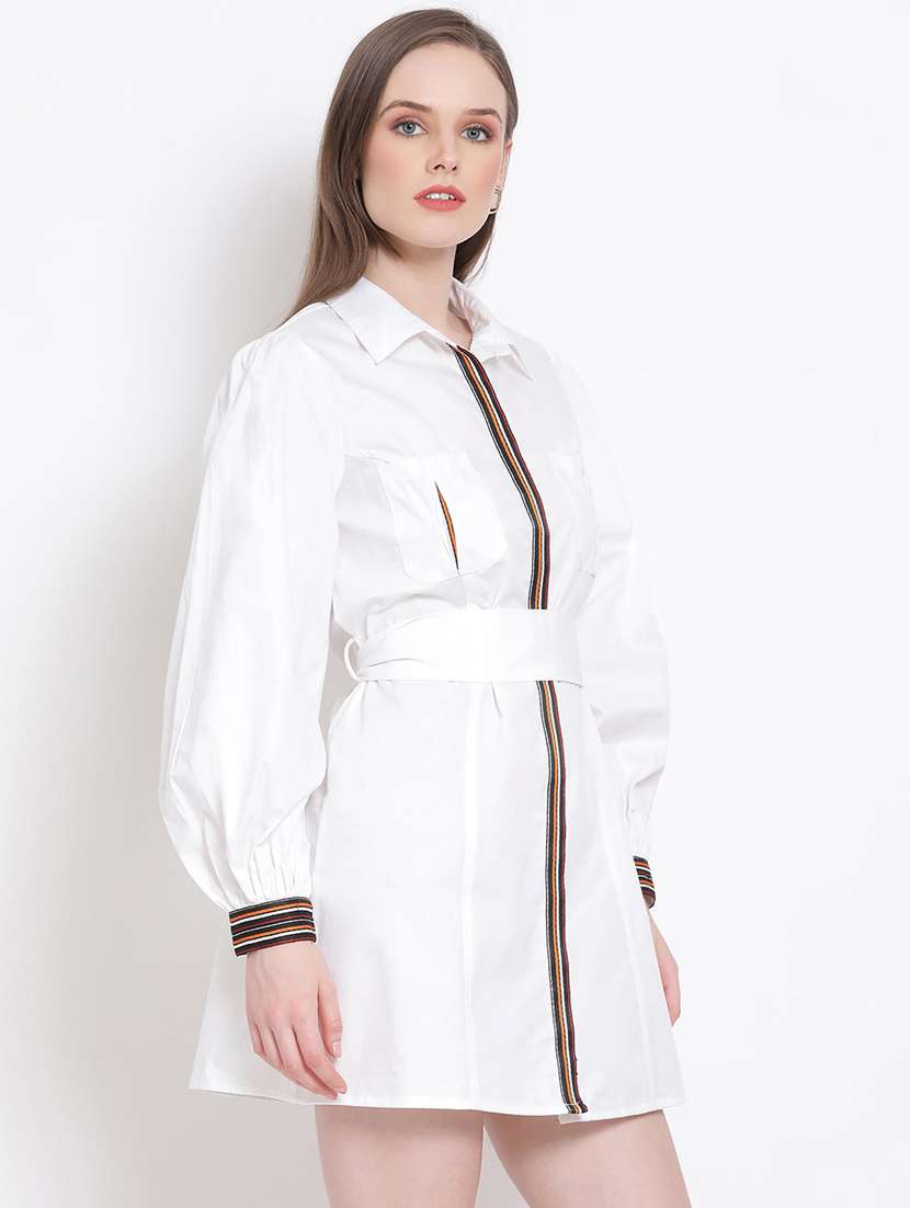 tie back solid shirt dress - 18204224 -  Standard Image - 2