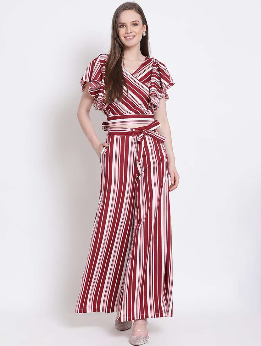 tie front striped top & palazzo