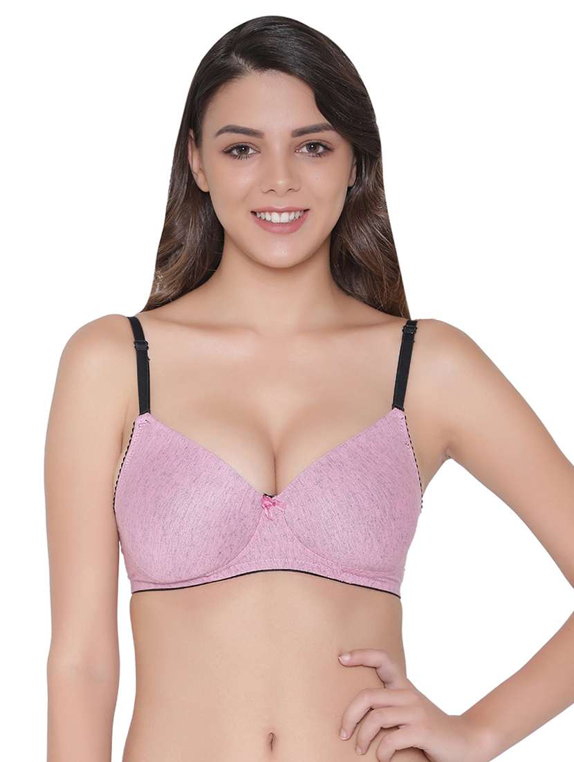 pink solid push up bra