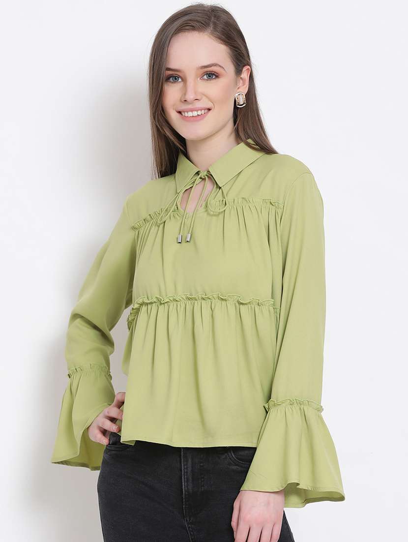 women's straight tie-up neck top