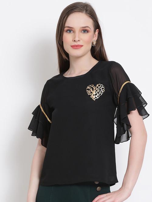women's a line round neck top - 18204943 - Standard Image - 0