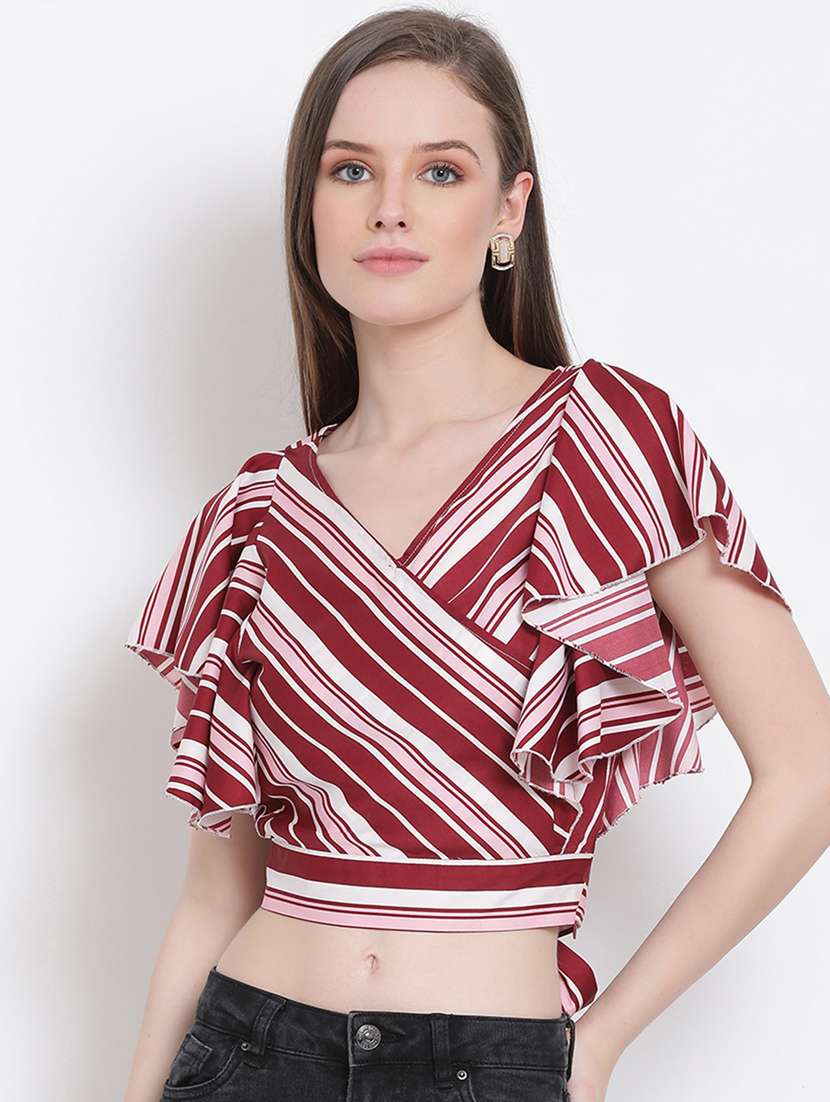 women's wrap overlap neck top